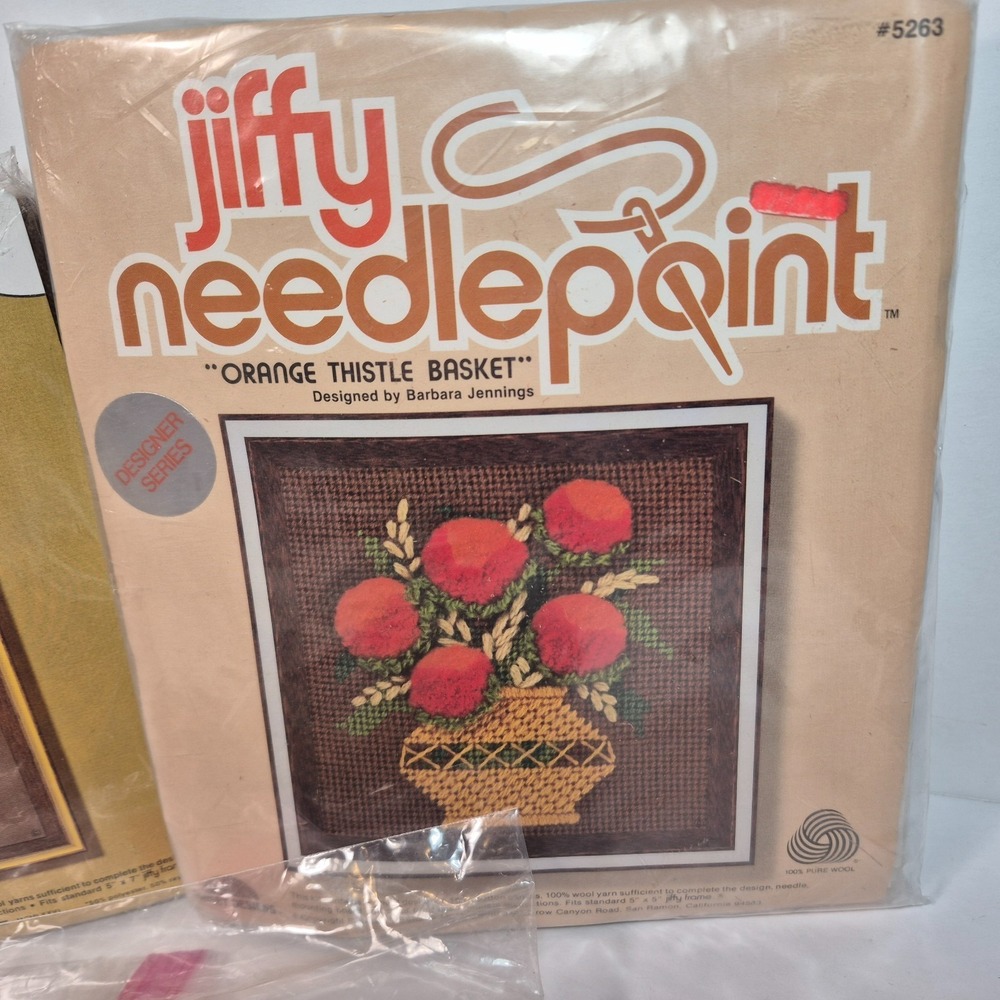 Jiffy Stitchery Needlepoint Needlepointers Kits Basket Vase Broccoli 3 Kits - Picture 2 of 5